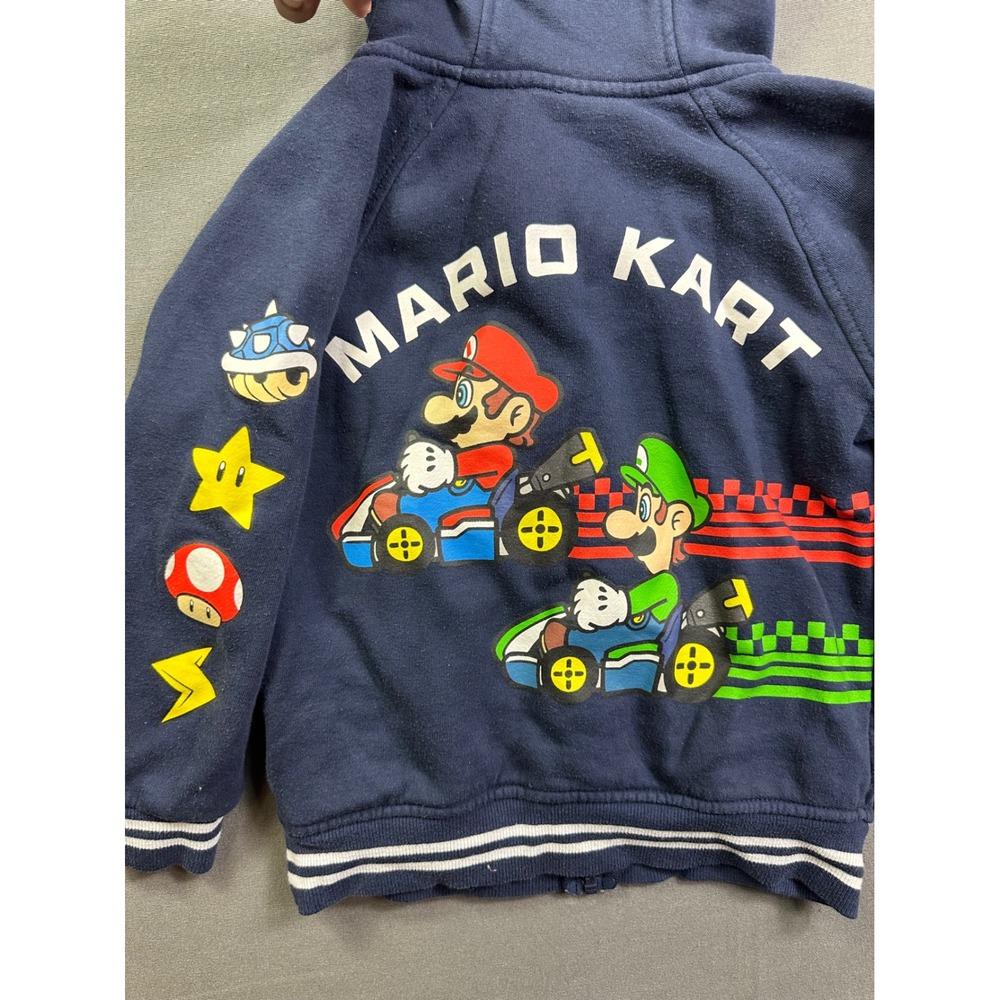Nintendo Mario Kart Boys Blue Full Zip Hoodie Sweatshirt Mario Luigi Size 6/7